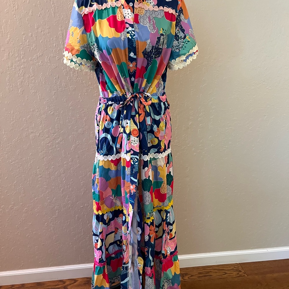 Colorful and bright Blue and Red Flutter Sleeve‎ Sundress